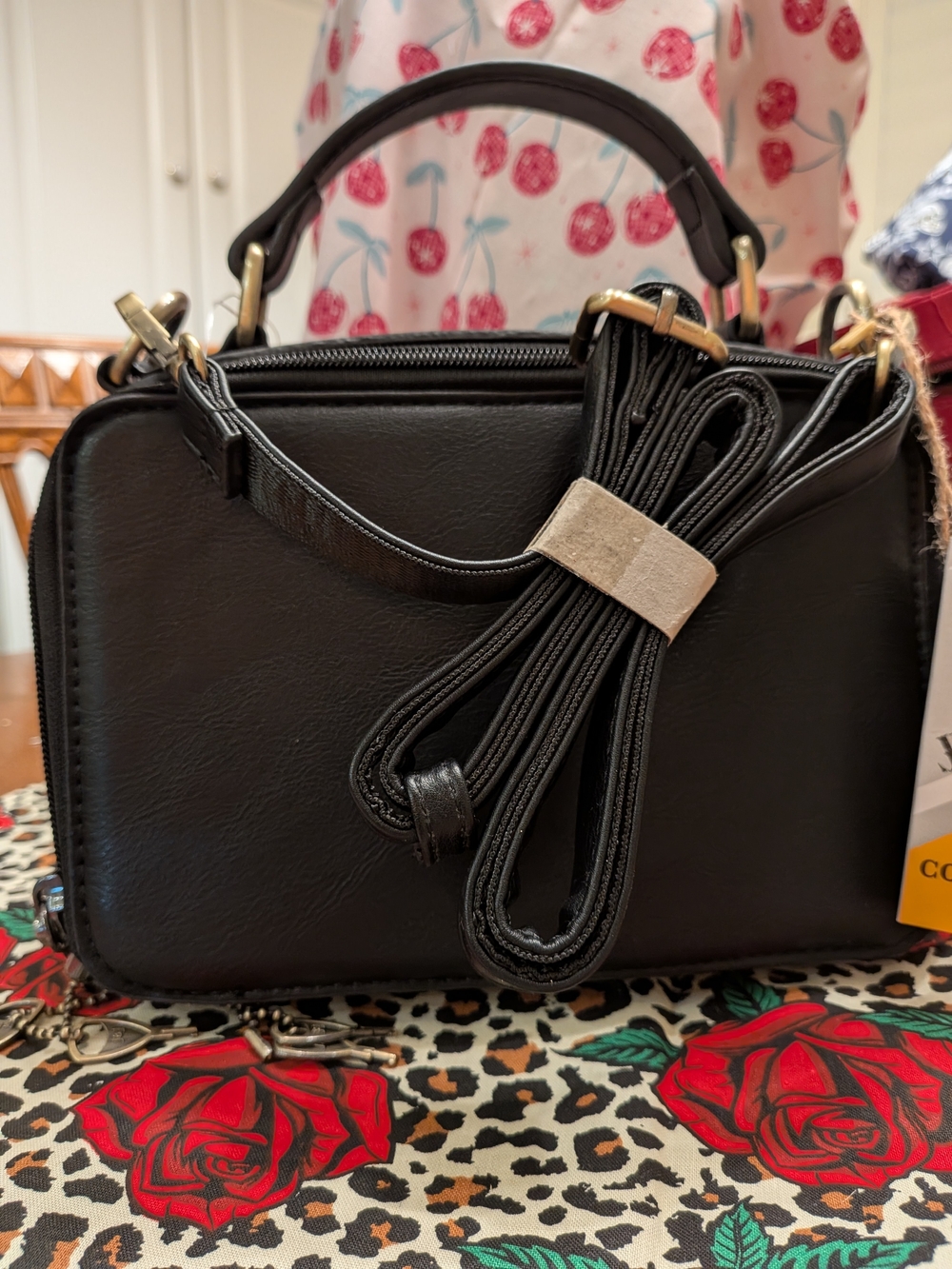 Classic Black Top-Handle Crossbody Concealed Weapon Bag